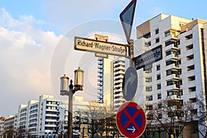 Signpost with waymark in Berlin photo