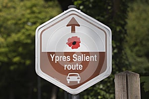 Signpost Ypres salient route photo