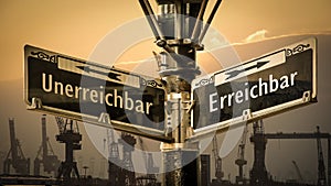 Signposts the direct way to Achievable versus Unattainable photo