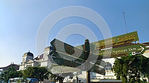 signposts for directions in the Jogjakarta area, Indonesia