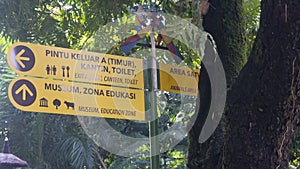 Signposts and warnings at a tourist site