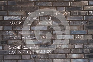 Signs of blessing of carol singers on a church wall in Schillig, Germany