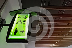 Signs of disable female male kids toilet.