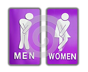 Signs female and male bathroom on white background.