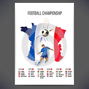 Signs Football championship with player and ball on map background