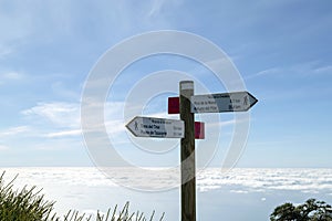 Signs for hiking trails on the island of La Palma photo