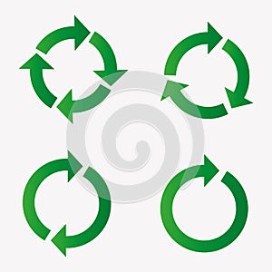 Signs and icons. Ecology set. Recycling. Different arrows and circles