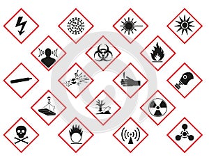 Signs indicating physical danger. Danger signs. Vector graphics