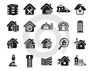 Signs logo illustration. Urban infrastructure vector icons set, modern solid symbol collection filled pictogram pack. Set includes