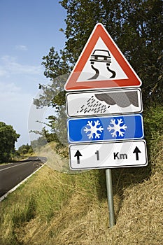 Signs on a Rural Road in Italy