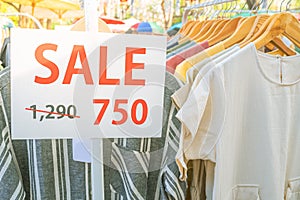 Signs on sale, Discounted clothing department