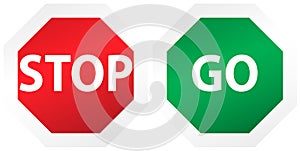 Signs stop and go, concept, vector illustration