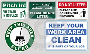 Signs to encourage cleanliness