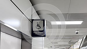 Signs in toilets specifically for disabled people, Public toilet sign for Difabel. Bekasi, Indonesia, April 22, 2024