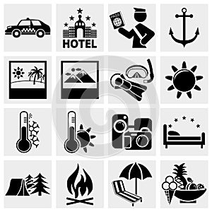 Signs. Tourism. Travel. Sports. Vector icon set.