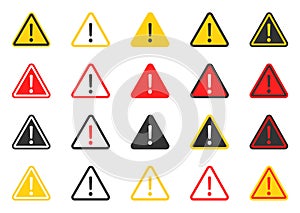 Signs warning of the danger, caution icon set, hazard warning attention sign