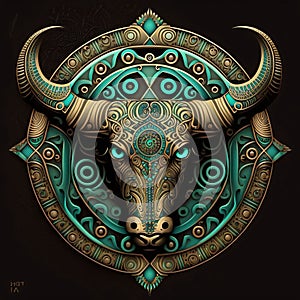 Tribal ethnic boho style bull head. Vector illustration