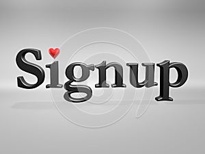 Signup with love heart photo