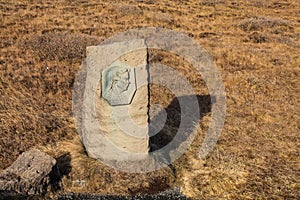 Sigridur Tomasdottir monument at Waterfall Gullfoss, Golden Circle tour, Iceland