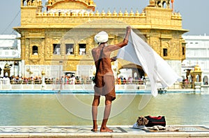 Sihk Washing Body in the Golden Temple, Amritsar