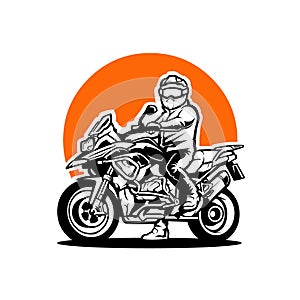 Sihouette of motorbike adventure vector art illustration isolated