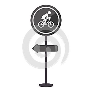 Sihouette pole with road sign with ride bike symbol