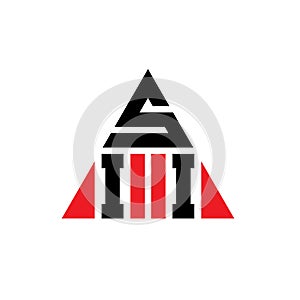 SII triangle letter logo design with triangle shape. SII triangle logo design monogram. SII triangle vector logo template with red