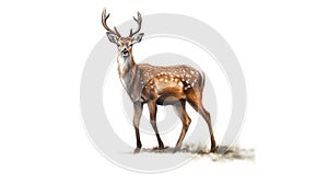 Sika Deer on pure white background. Generative AI