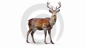 Sika Deer on pure white background. Generative AI