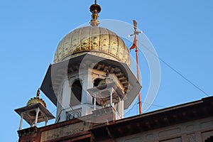 Sikh Gurudwara of Sisganj Sahib near Chandni Chowk with golden dome on the top. Sikhism has big influence