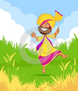 Sikh man doing Bhangra dance