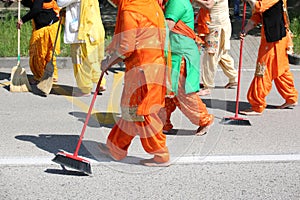 Sikh religion event and the brave women with colorful clothes sw