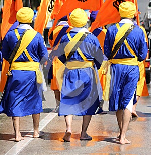 Sikh soldiers in barefoot uniforms