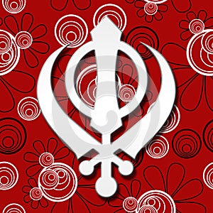 Sikh Symbol Red Black Floral