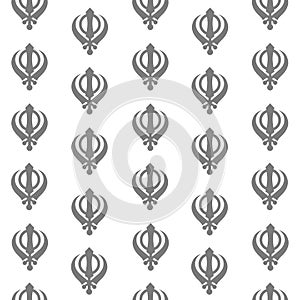Sikh Symbol Seamless Pattern Grey