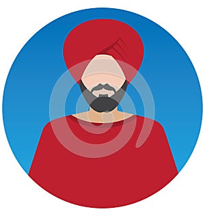 Sikh Vector Illustration Icon which can Easily Modify or Edit