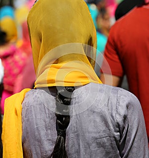 Sikh woman wears a veil
