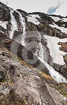 Siklawa waterfall, Wielka Siklawa in the High Tatras in Poland, on the Roztoka stream