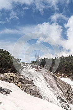 Siklawa waterfall, Wielka Siklawa in the High Tatras in Poland, on the Roztoka stream