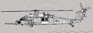 Sikorsky HH-60G Pave Hawk. Vector drawing of search and rescue helicopter.