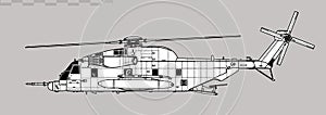 Sikorsky MH-53J Pave Low III. Vector drawing of special operations helicopter.