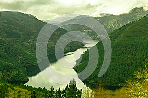 Sil River in the mountains in Ribera Sacra