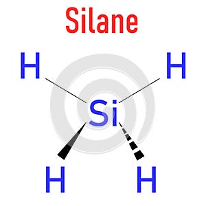 Silane SiH4 molecule. Skeletal formula. Chemical structure photo