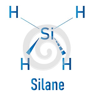 Silane SiH4 molecule. Skeletal formula. Chemical structure photo