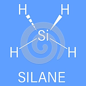 Silane SiH4 molecule. Skeletal formula. photo