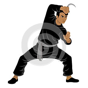 Vector of Silat Using Karambit Weapon - Pose 2