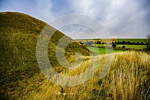 Silbury Hill - the ancient prehistoric chalk pyramid near Avebury in Wiltshire, England