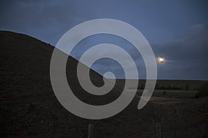 Silbury Hill in Avebury stone circule at night