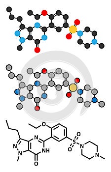 Sildenafil erectile dysfunction drug molecule photo
