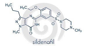 Sildenafil erectile dysfunction drug molecule. Skeletal formula. photo